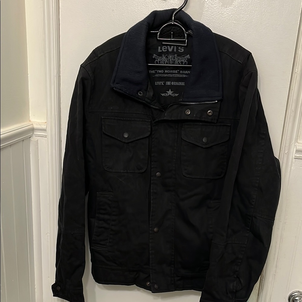Levi's Men's Black denim lined bomber Jacket in medium